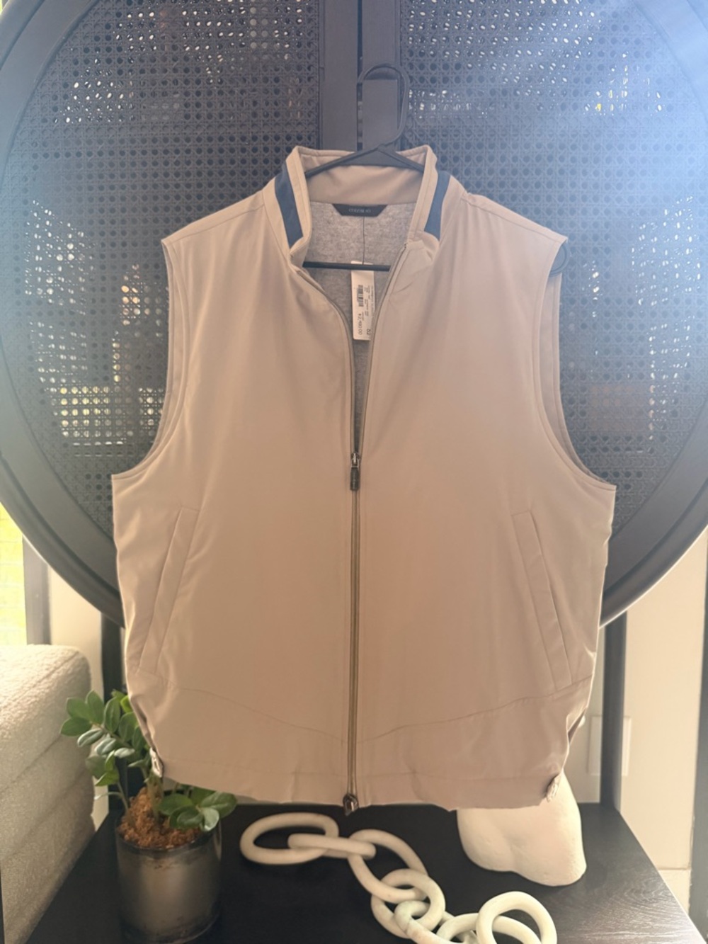 Colombo Cashmere-Lined Zip Vest Taupe IT 52 / US L NWT Luxury Made in Italy